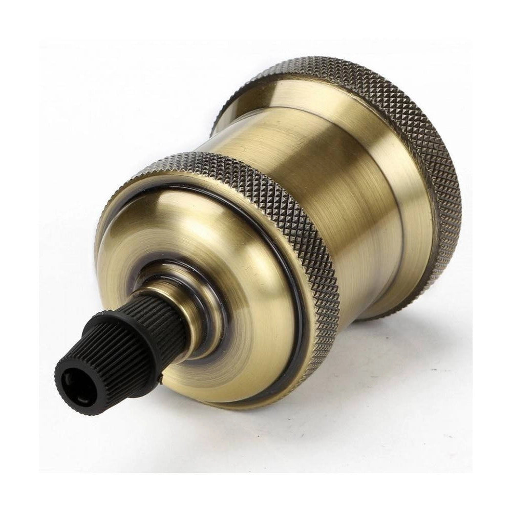 Trade Shop - Portalampada Vintage Stile Retro' Sospensione Pendente E27 Bronzo Ottone E27-02 -