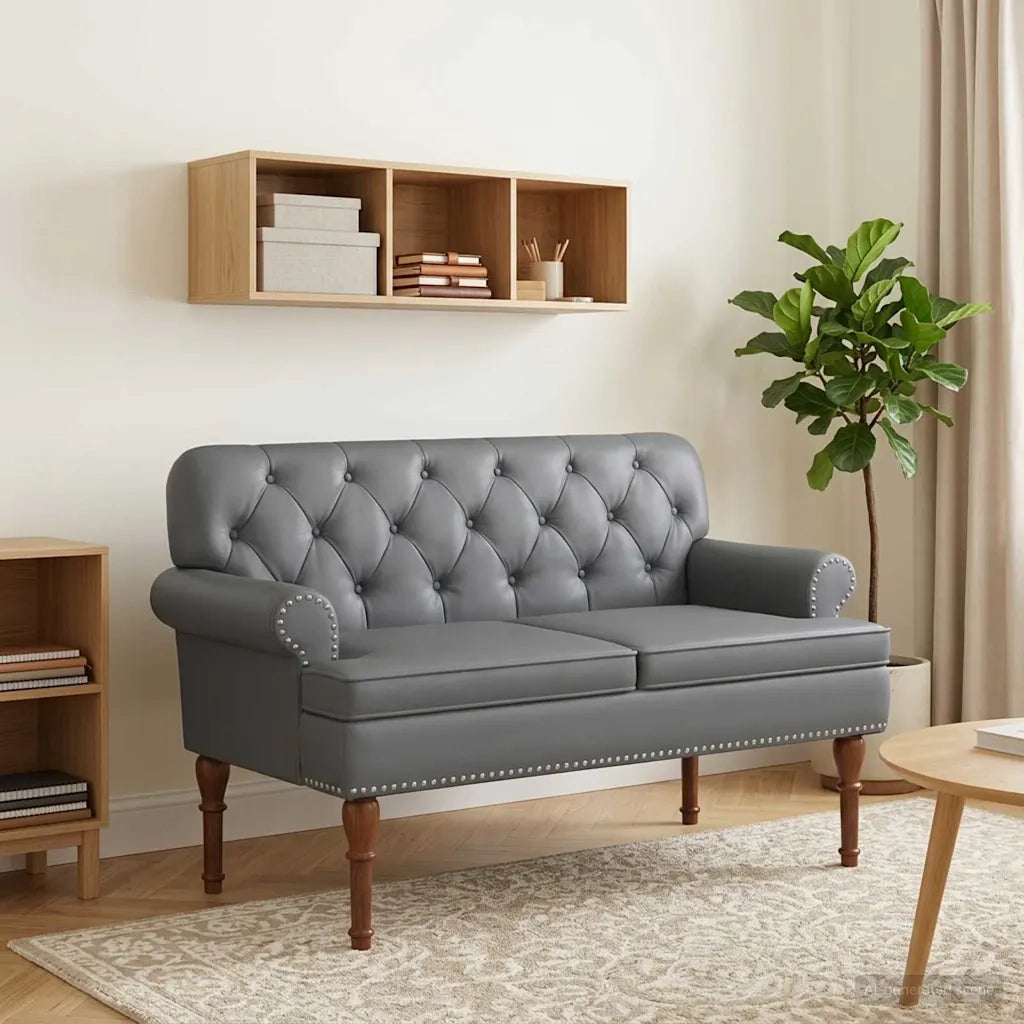 Loveseat con bottoni imbottiti Grigio 120 x 65 x 77 cm 42041859