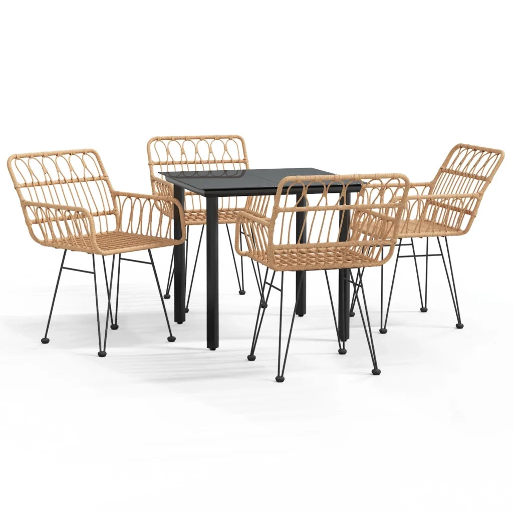 Set da Pranzo da Giardino 5 pz | Set Salotto da Giardino in Polyrattan