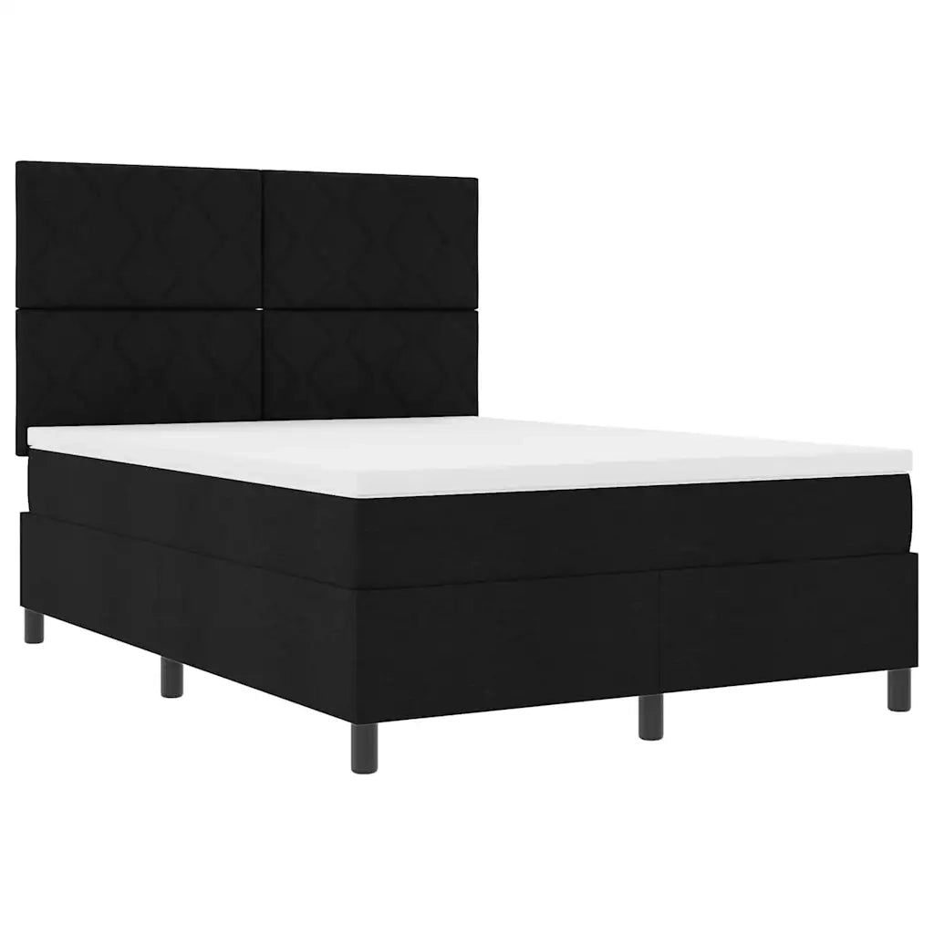 Letto a molle con materasso Nero 140 x 190 cm Tessuto 3339464