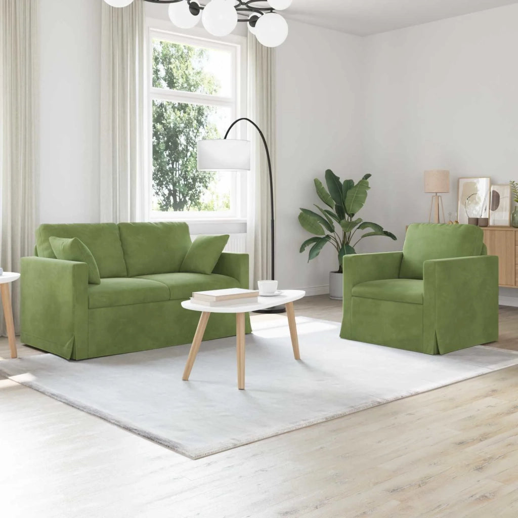 Set di divani 2 pcs Verde chiaro 138 x 78 x 80 cm Velluto