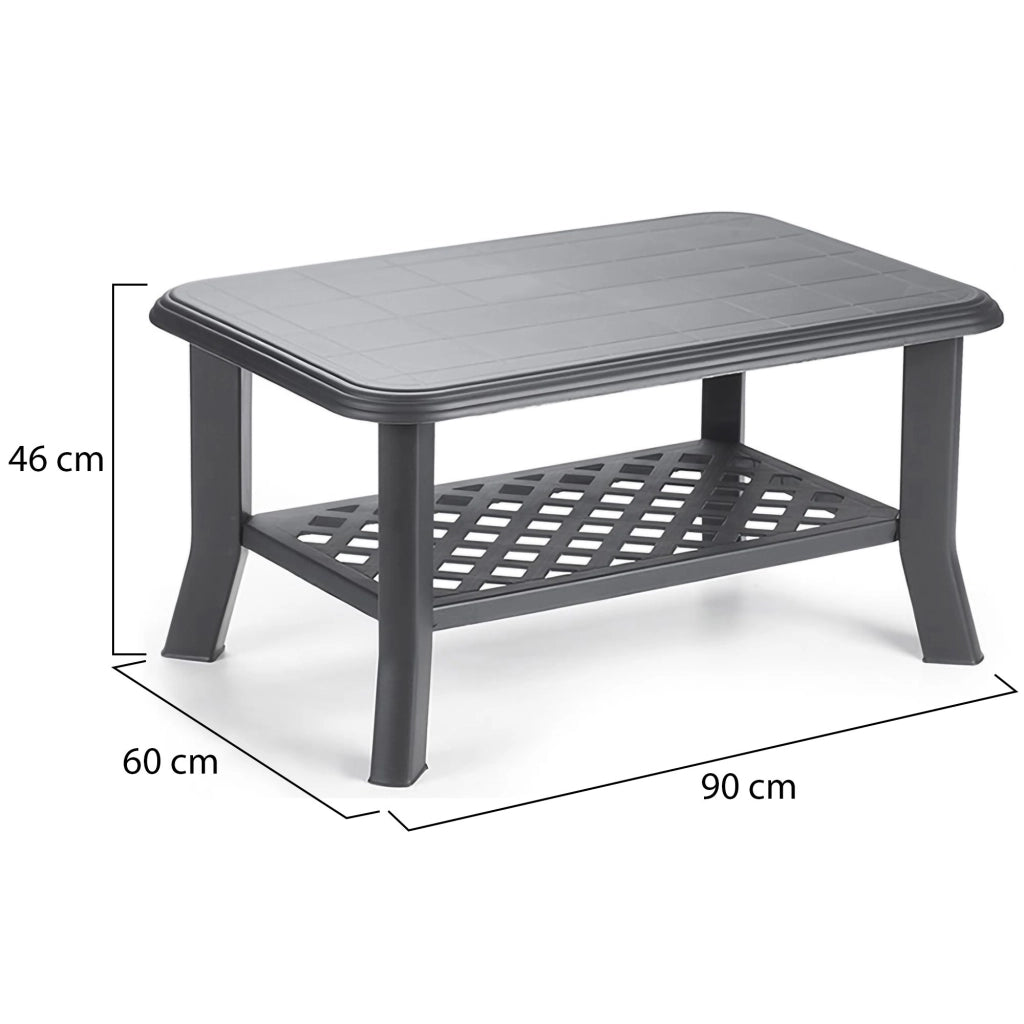 Ucria, Tavolino da Esterno 2 Posti Made in Italy, 90x60x46h cm Nero Antracite