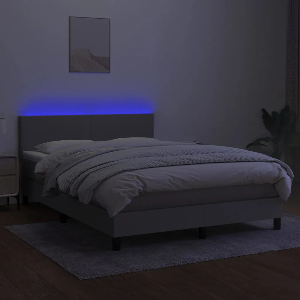 Letto a Molle Materasso e LED Grigio Chiaro 140x200 cm Tessuto cod mxl 47237