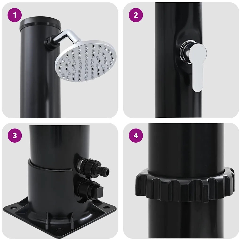 Doccia Solare da Esterno Nero 217 cm PVC e Alluminio 42003411