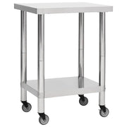 Tavolo da lavoro professionale da cucina con ruote 60 x 45 x 85 cm acciaio inox 02_0045415