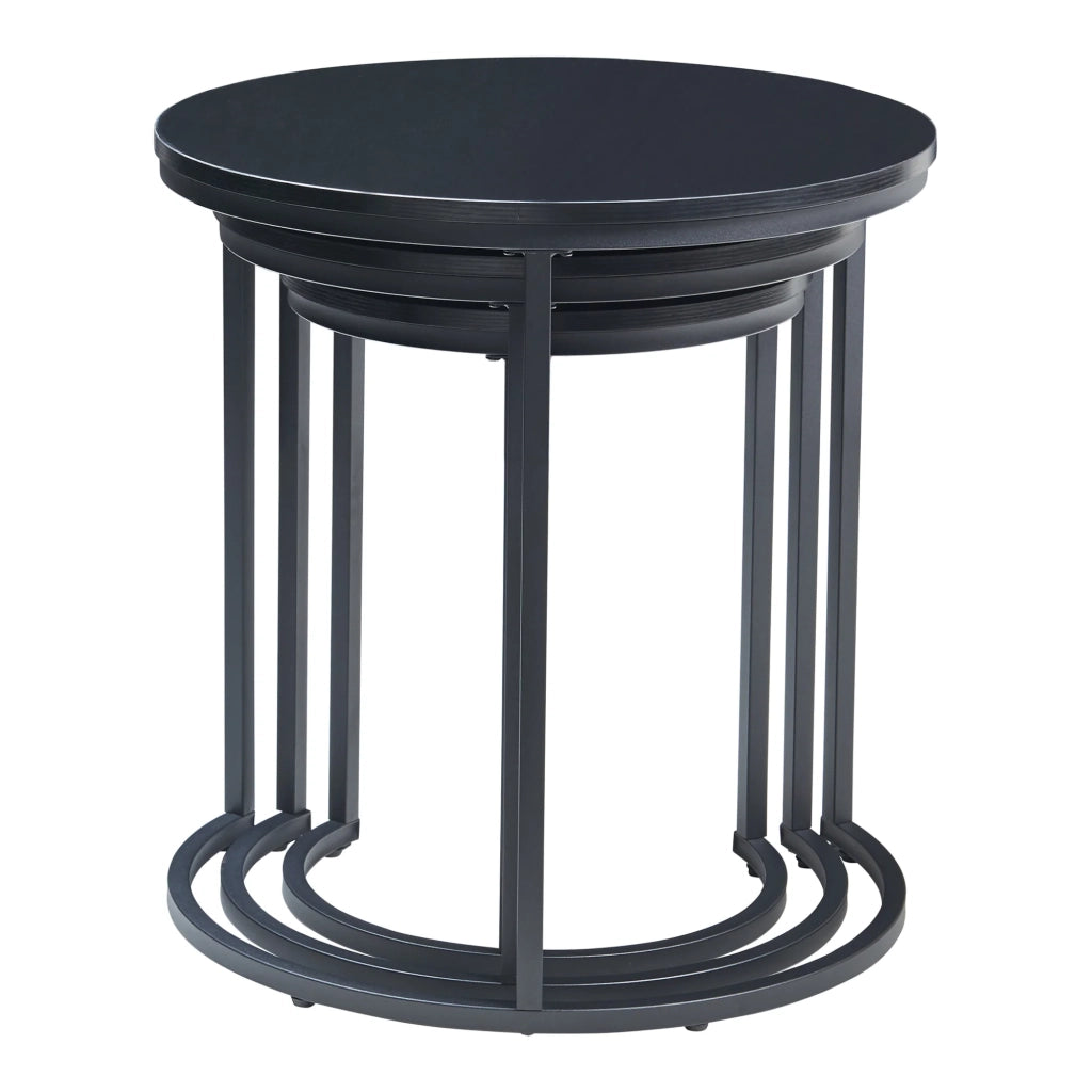 Set di 3 tavolini da caffè impilabili nero 03_0009773