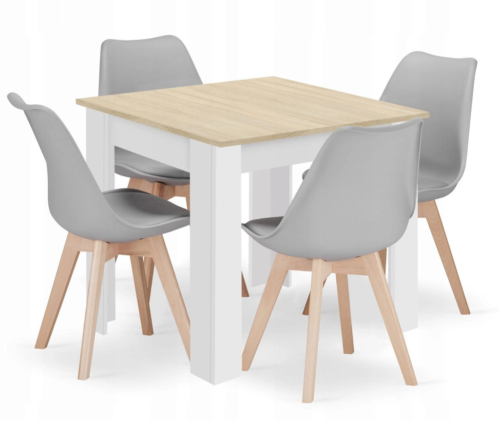 Set di tavolo quadrato Valora 80x80 Sonoma Oak + 4 sedie RIKX Gray