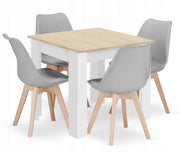 Set di tavolo quadrato Valora 80x80 Sonoma Oak + 4 sedie RIKX Gray