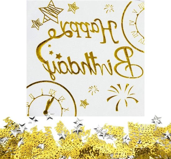 Serviette per compleanno 40 pezzi - Design Happy Birthday, bianco - per uomini, donne, ragazzi e ragazze