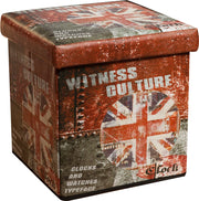 Biscottini Pouf contenitore richiudibile in ecopelle UK Praticissimo 32x32x32 realizzato