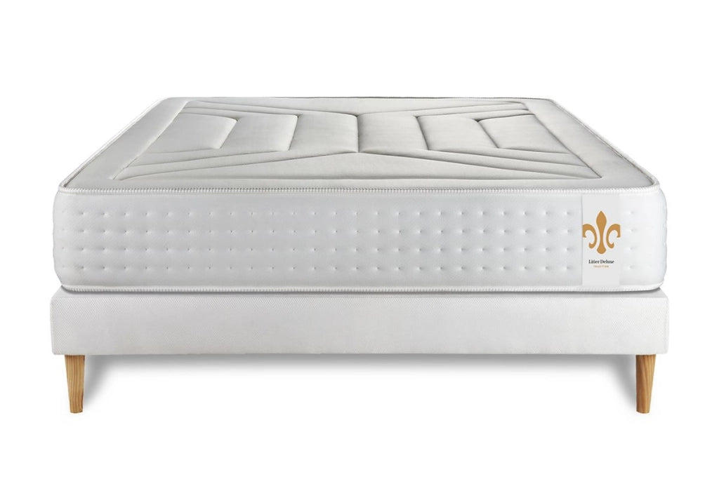 Pacchetto letto completo - Materasso 140x190cm + Box spring con doghe (kit) + 2 cuscini + Piumino - Vingt-Quatre