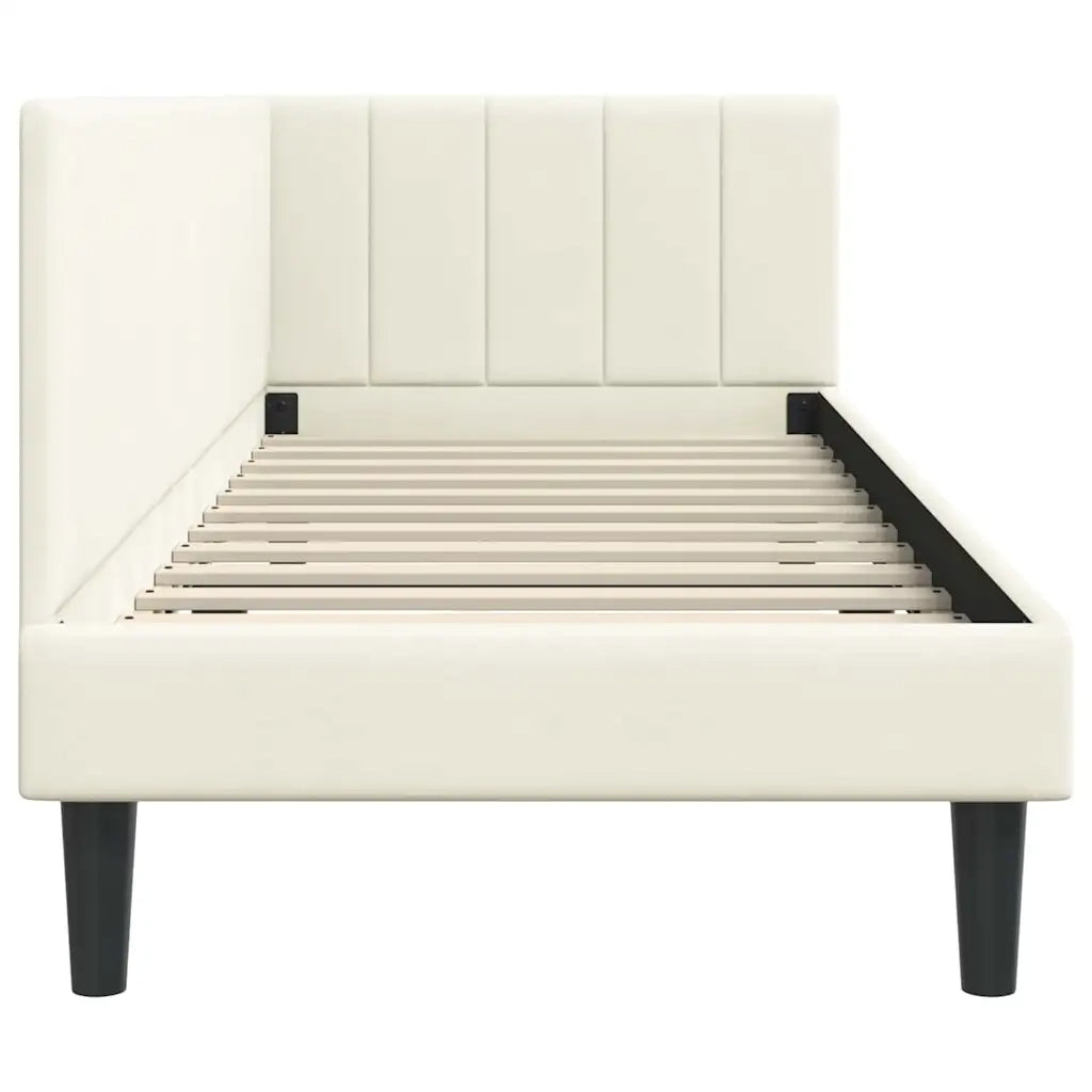 Cornice del letto ad angolo Crema 80 cm x 200 cm Velluto