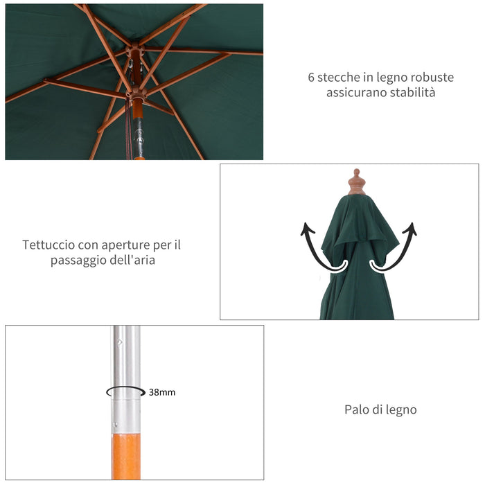 Ombrellone da Giardino Rettangolare 2x1,5m  Mauritz Verde