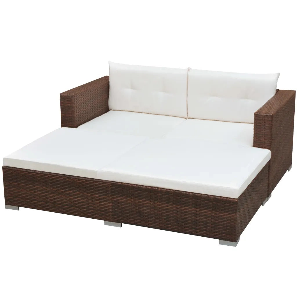 Set Divani da Giardino 3 pz | Set Salotto da Giardino con Cuscini in Polyrattan Marrone
