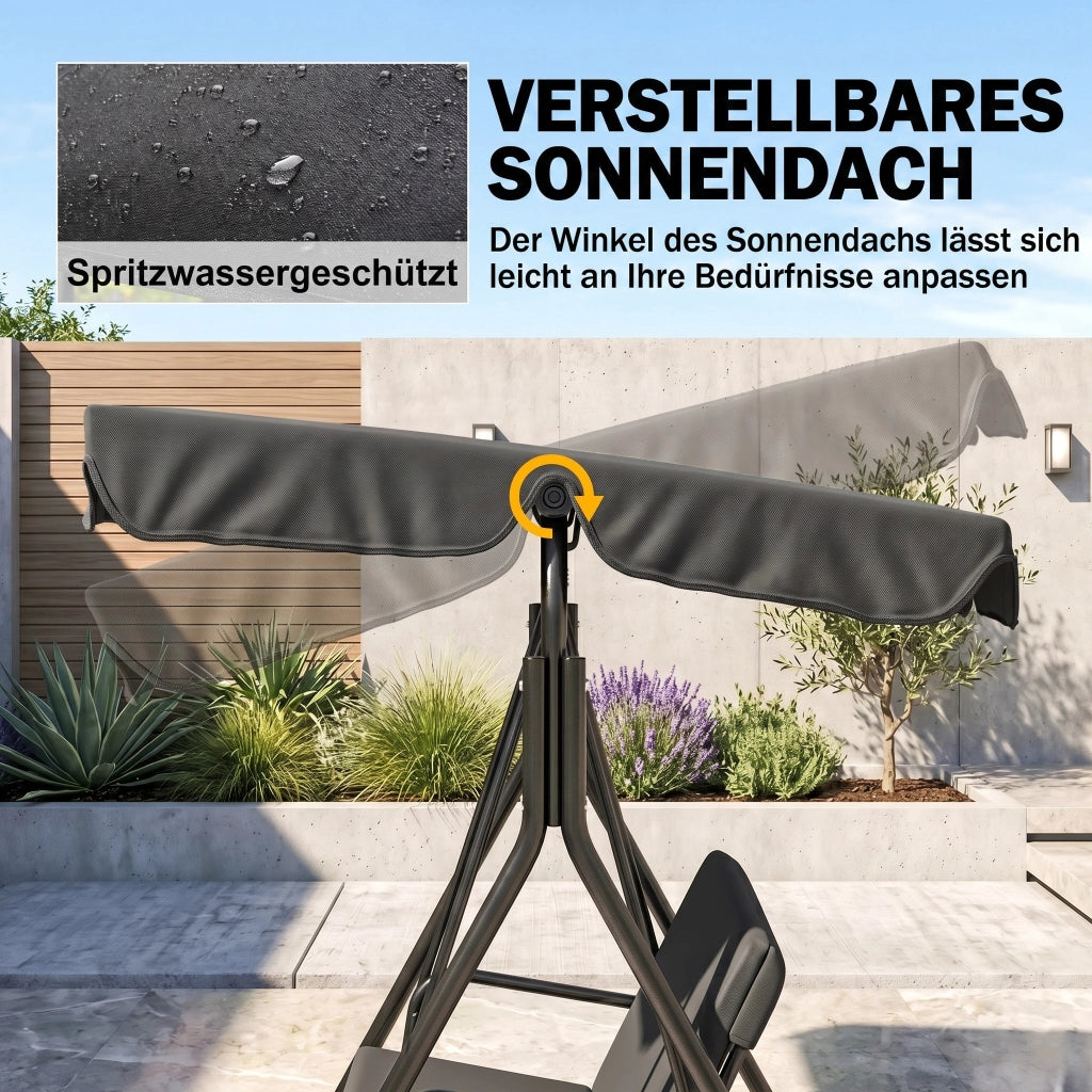 Veranda passeggiata sdraio da giardino con suola impermeabile 172 cm x 110 cm x 153 cm nera
