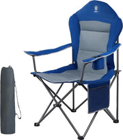 Camping-stoile con schienale alto - sedile soffice - struttura metallica pieghevole - colore blu