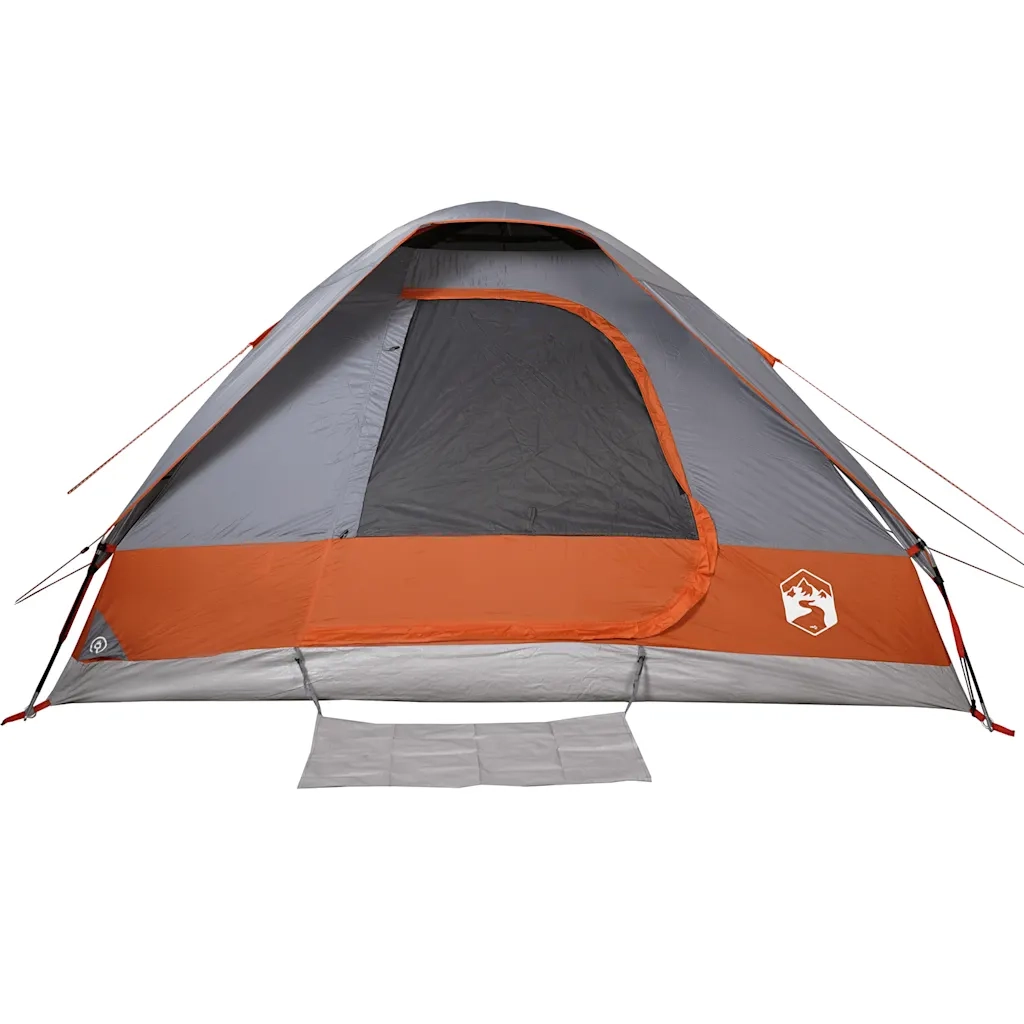 Tenda da Campeggio a Cupola 4 Persone-Tenda per Escursionismo Grigio e Arancione 624610