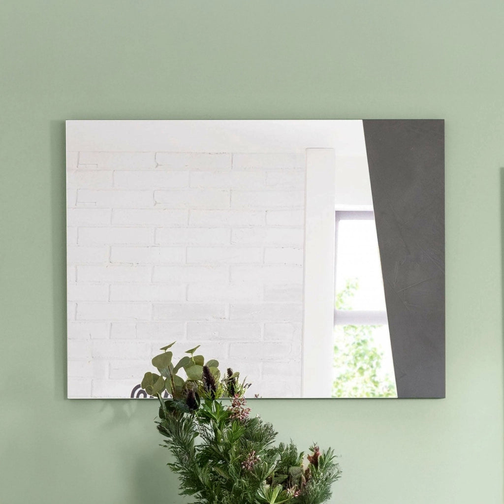 Specchiera da parete Deanna, Made in Italy, Specchio da bagno, cm 80x2h60, Grigio Cenere