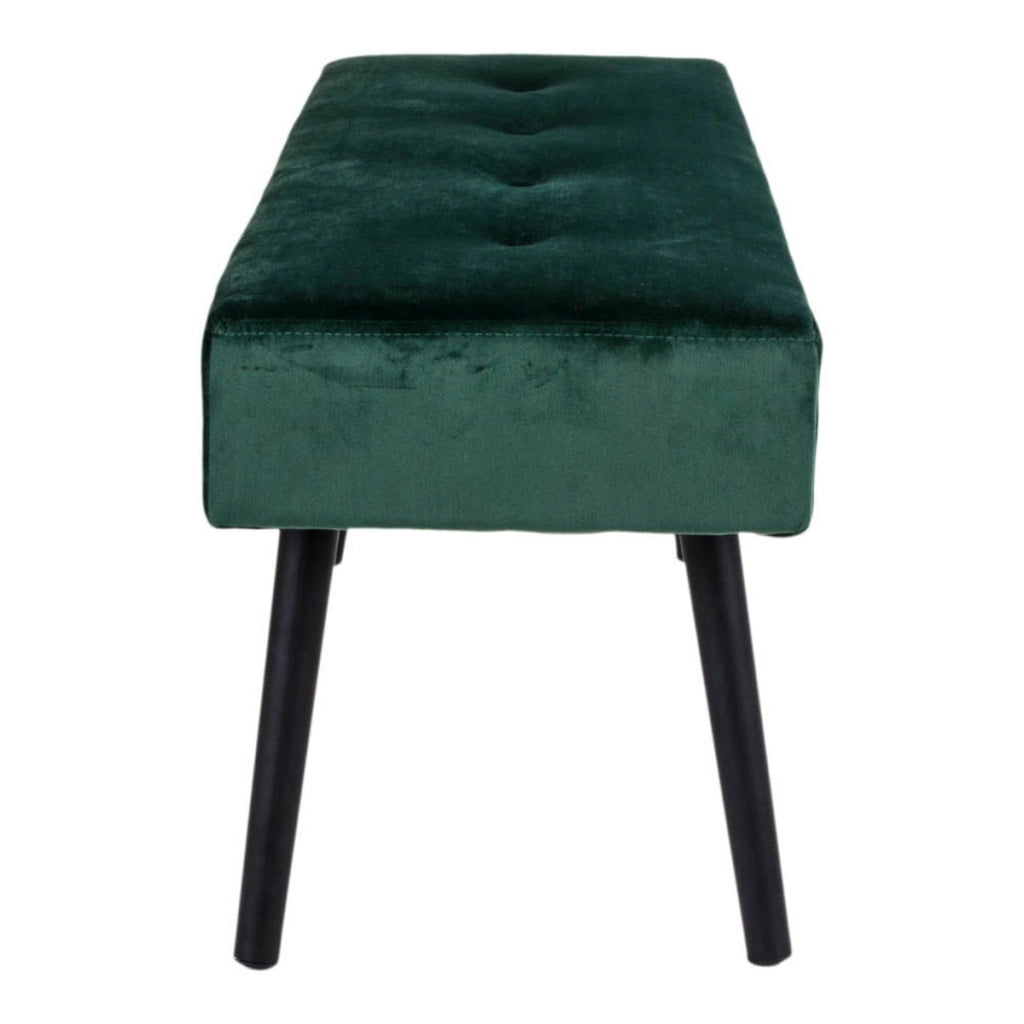 Panchina Skiby in velluto verde scuro con gambe nere, 100 cm
