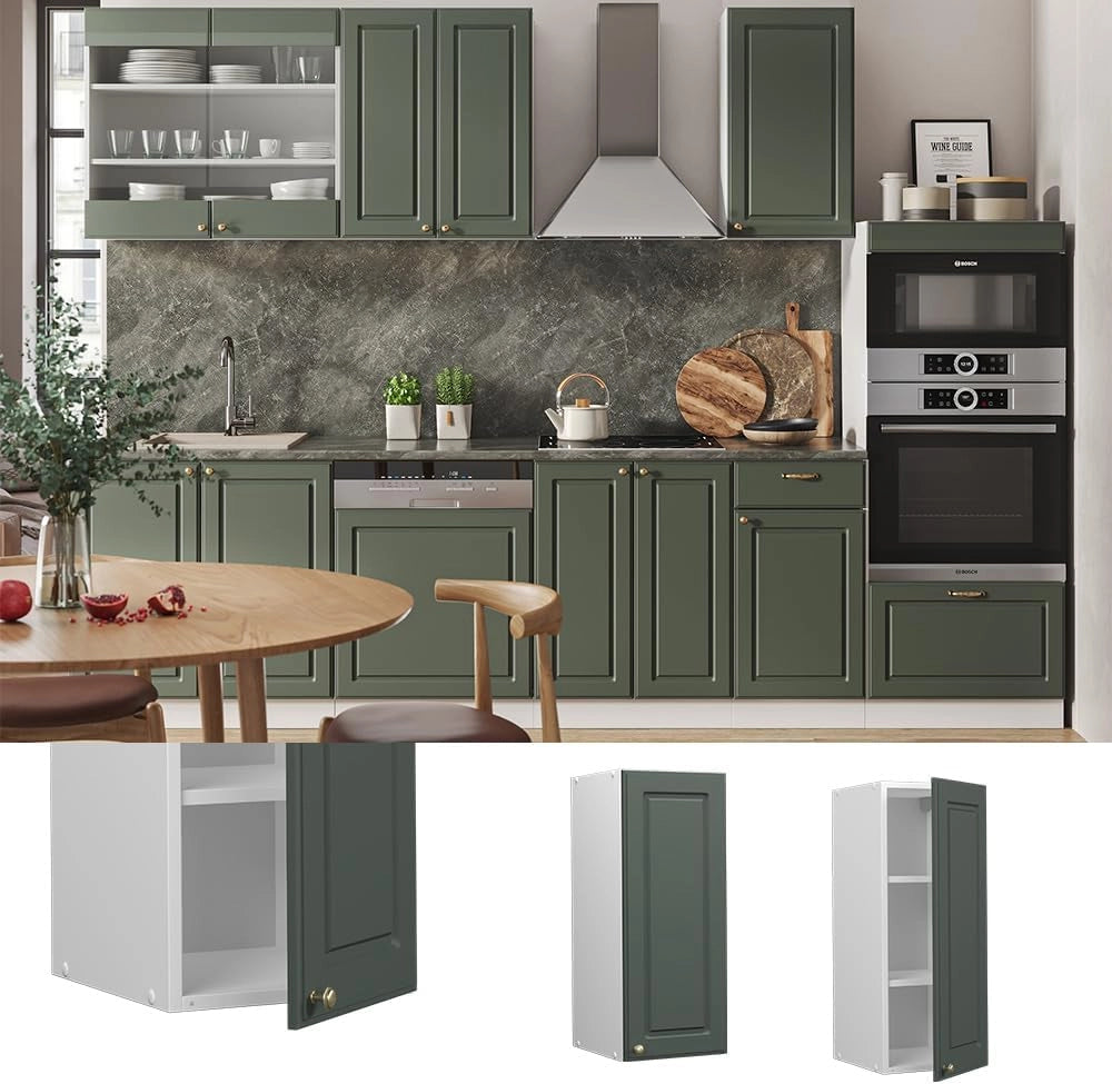 Mobile lavello cucina Fame-Line, Verde-oro Country House, 80 cm con ripiano, PL Antracite, per la combinazione con altri moduli della serie Fame-Line