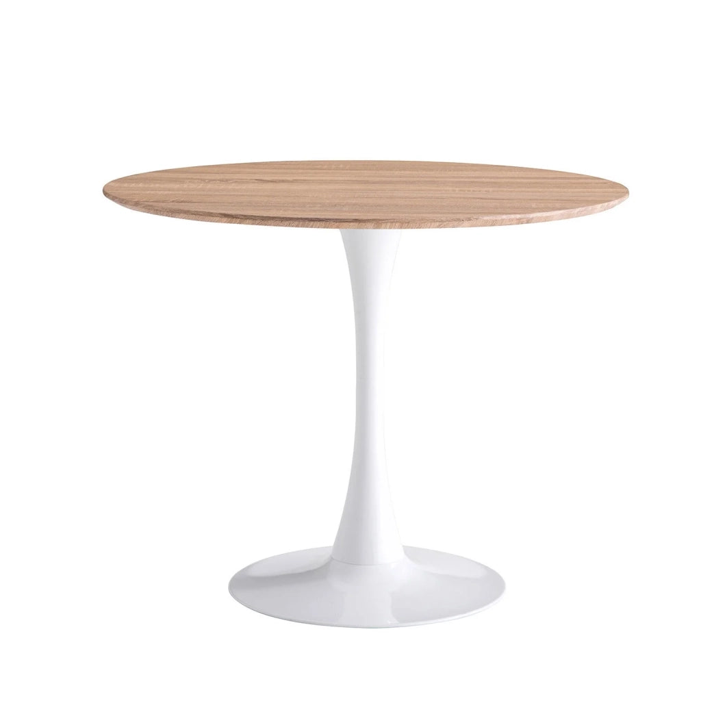 LÚZETE - TAVOLO SAN ANTONI Ø90 CM GAMBA BIANCA PIANO BIANCO PIANO NATURALE