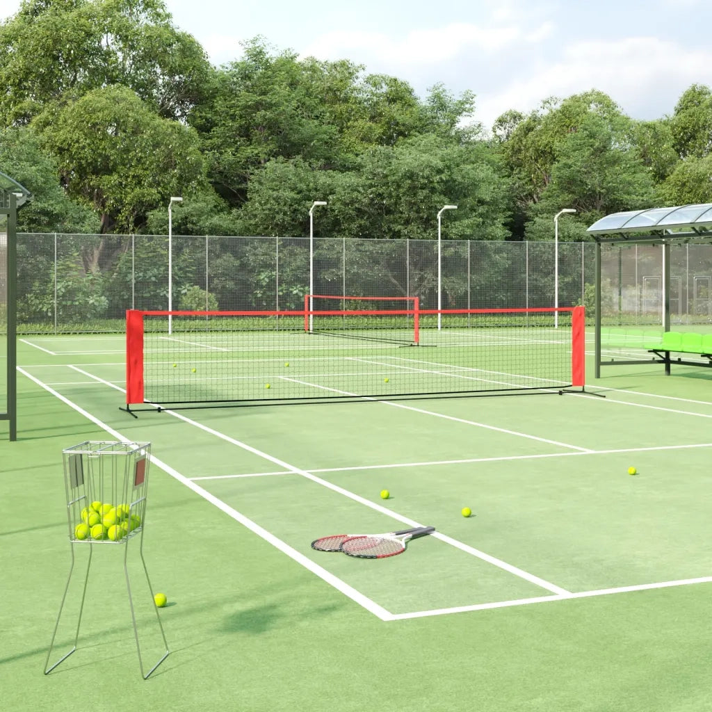 Rete da Tennis Nera e Rossa 500x100x87 cm in Poliesterecod mxl 73336