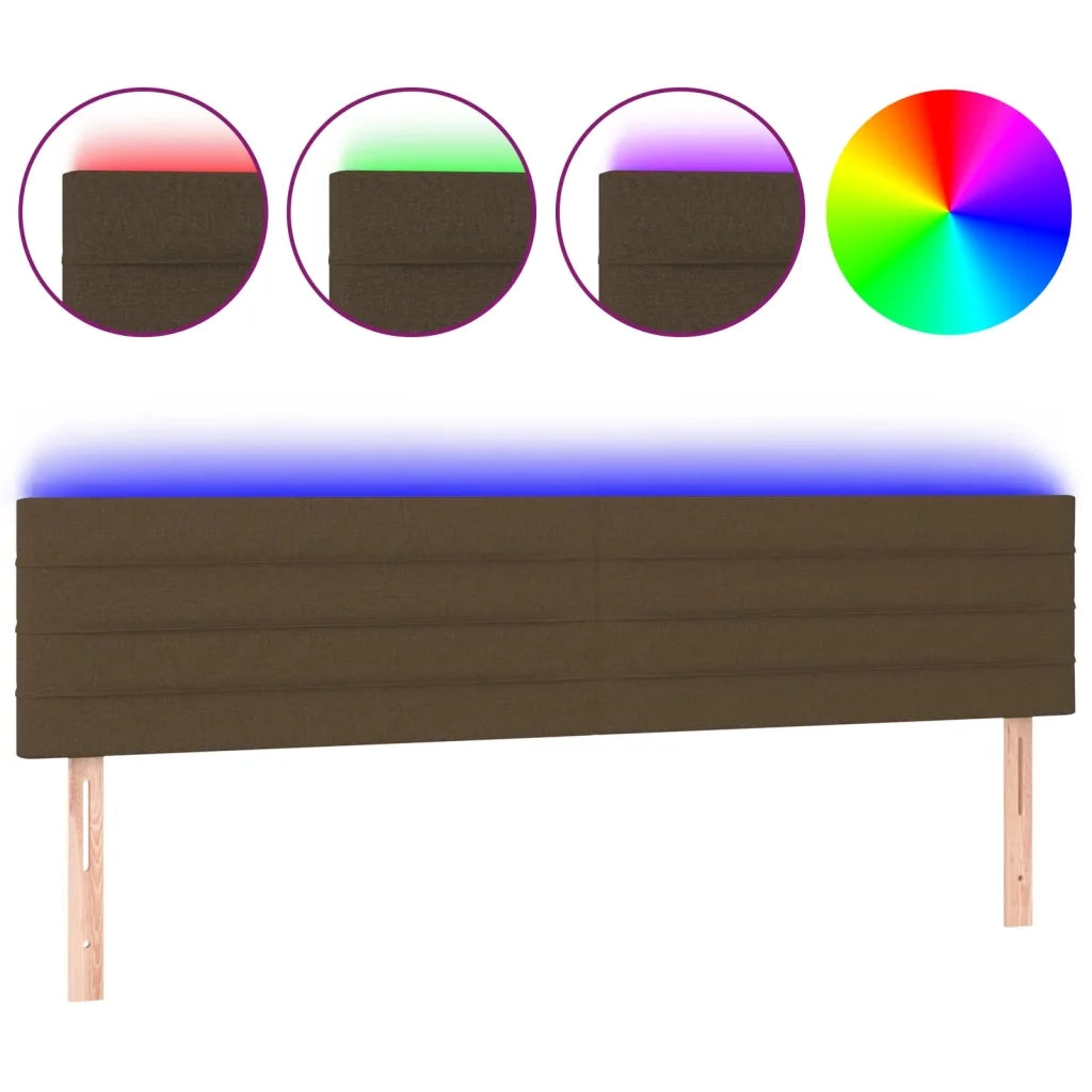 Testiera a LED-Testata con LED Marrone Scuro 200x5x78/88 cm in Tessuto 628808