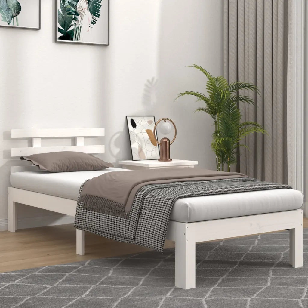Giroletto-Struttura Letto Bianco in Legno Massello 100x200 cm 329375