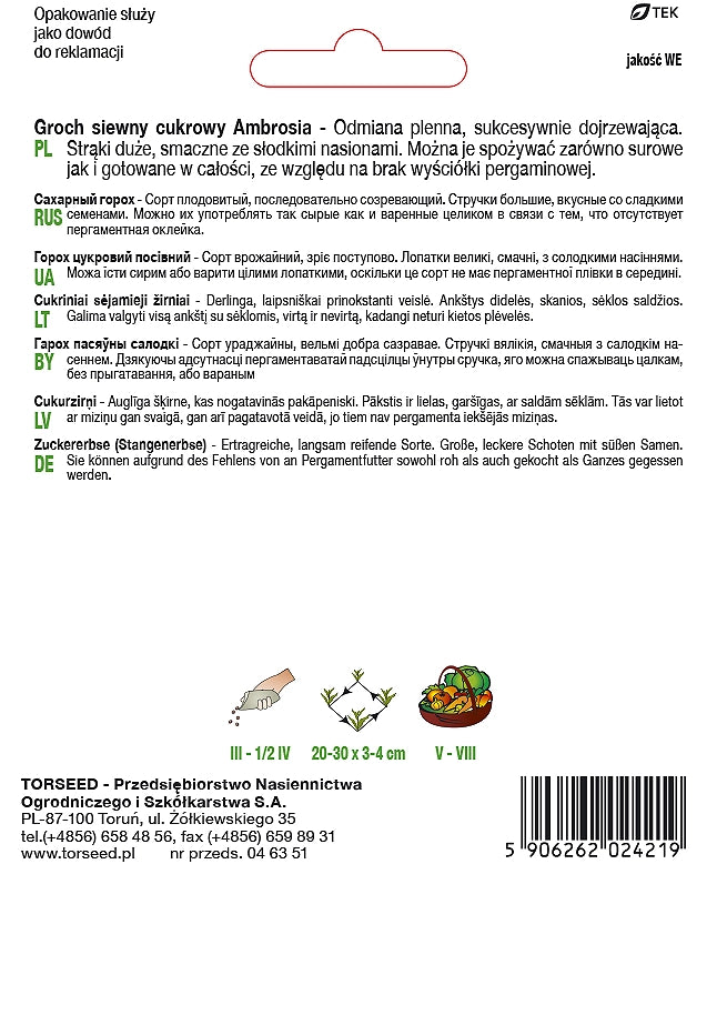 Piselli zuccherini Ambrosia 50g