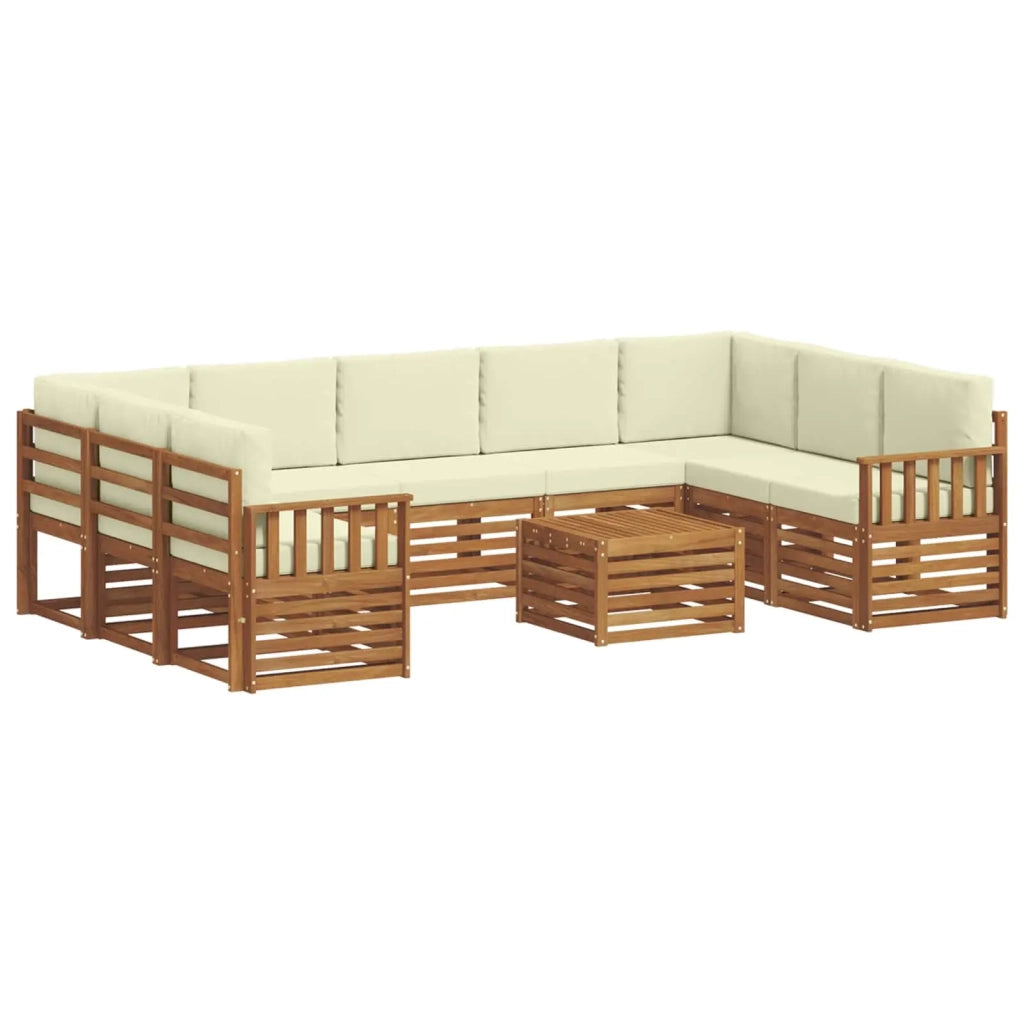 Set divani 10 pcs Naturale e Crema Legno di Acacia Massello