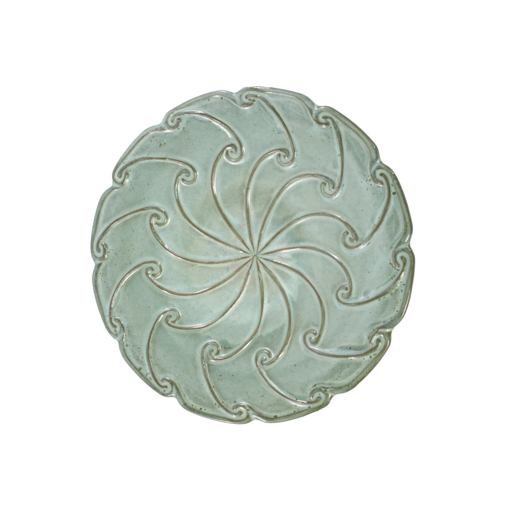 Abbeveratoio per uccelli in ceramica verde chiaro, Ø 43 cm, h 45 cm, resistente al gelo