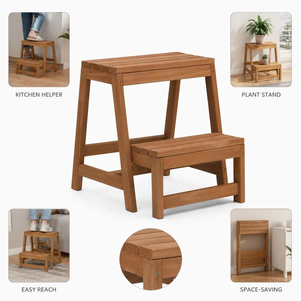 Folding Step Stool, Solid Fir Wood