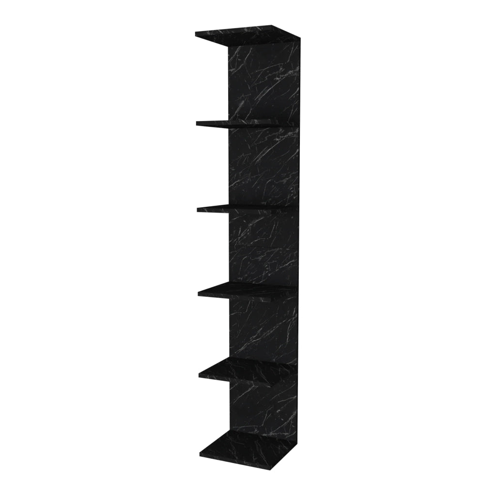 Mensola da parete Surahammar a 6 ripiani 180 x 34,5 x 30 cm marmo nero 03_0007062
