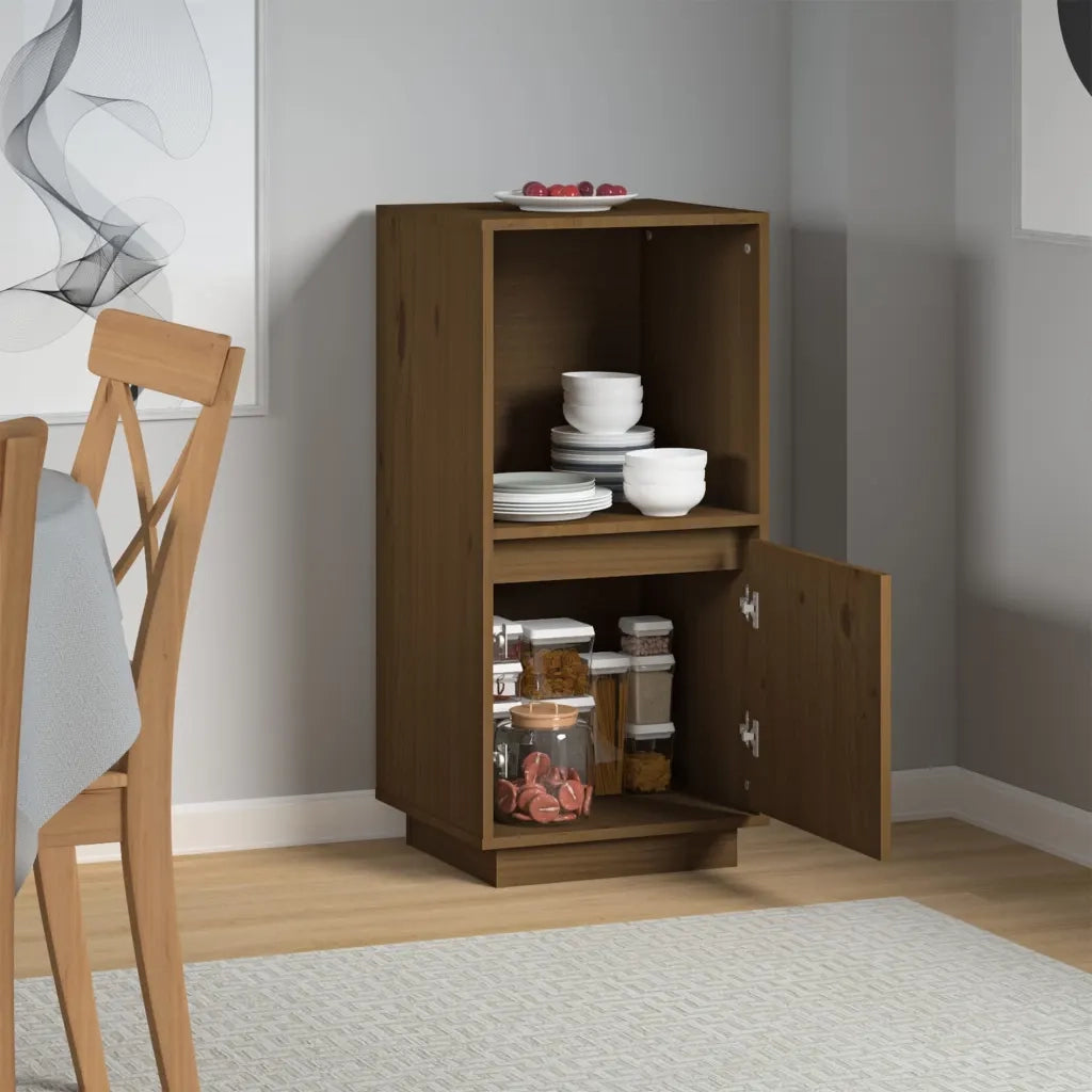 Credenza Marrone Ambrato 38x35x80 cm in Legno Massello di Pino 814347