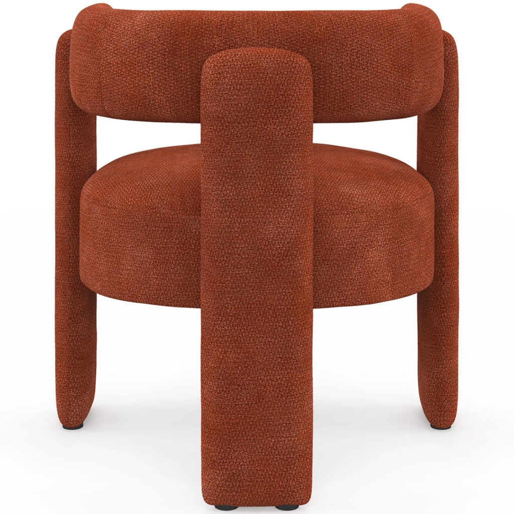 IDMarket - Poltrona treppiede GUSTAVE in tessuto ciniglia terracotta