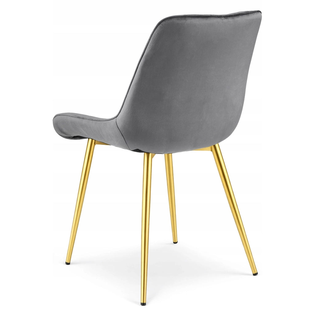 Sedia Bera in Velluto Grigio Antracite con Gambe Oro