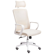 Sedia da ufficio con base girevole e poggiatesta regolabile in altezza con rete Home Office Beige stile moderno