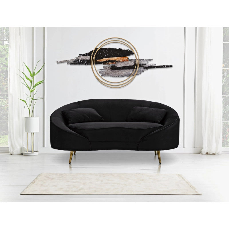 Divanetto 2 Posti Oslo Con Cuscini Nero cm 148x84x68