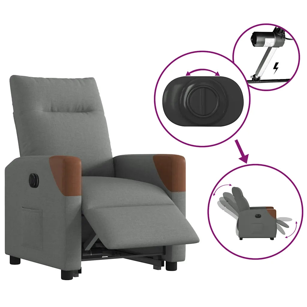 Poltrona Alzapersona Reclinabile Elettrica Grigio Scuro Tessuto 3324023
