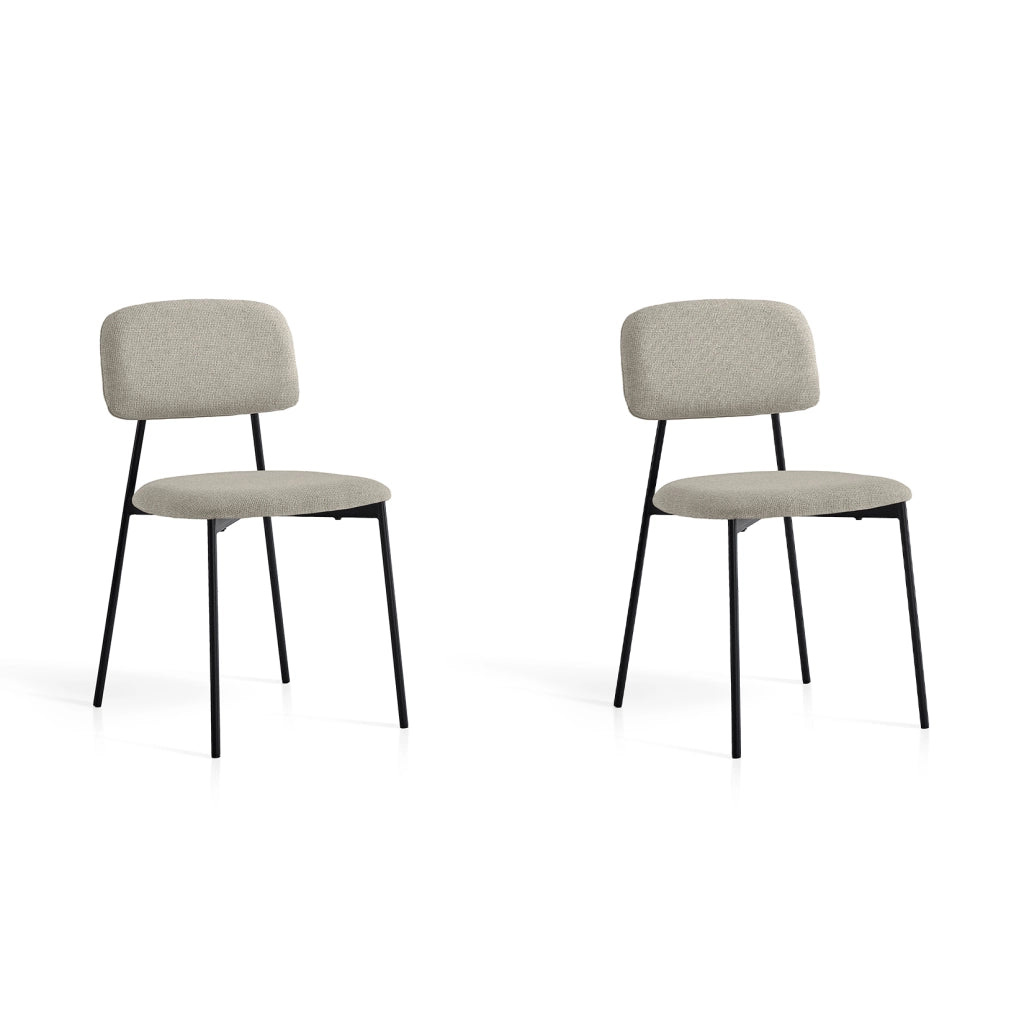 Set 2 sedie da pranzo Hispanohogar ferro e tessuto beige 80×46×50 cm