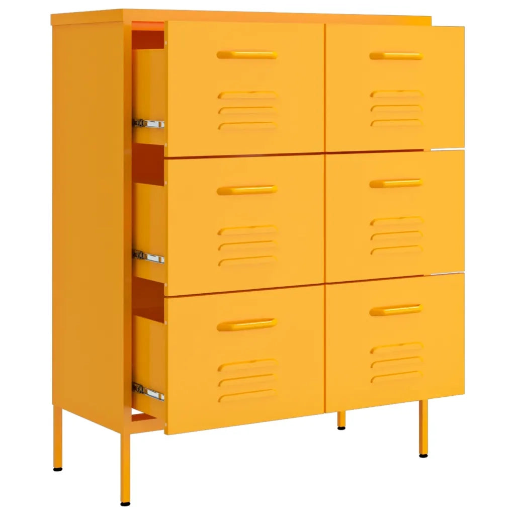 Cassettiera Giallo Senape 80x35x101,5 cm in Acciaio 336146