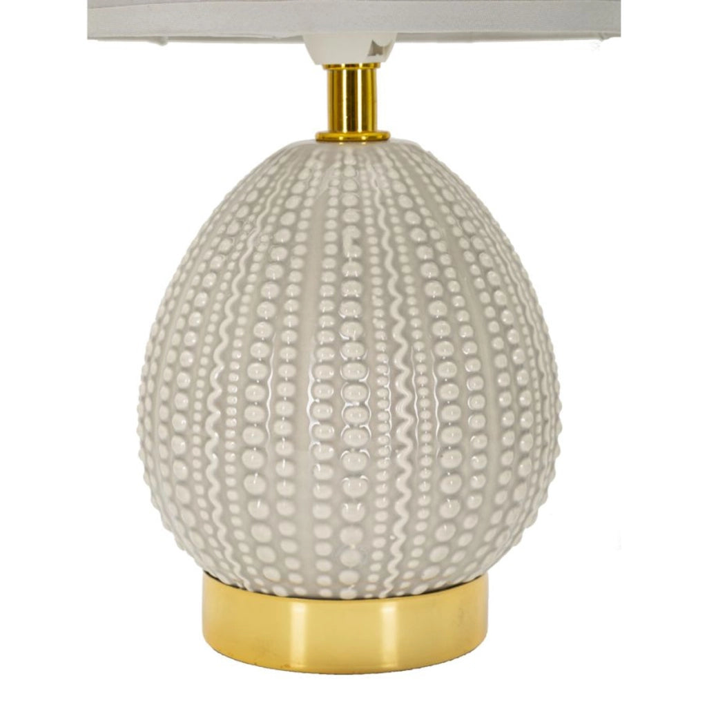 Lampada da comodino Flavi Grigia in ceramica con paralume in tessuto — O 15 cm