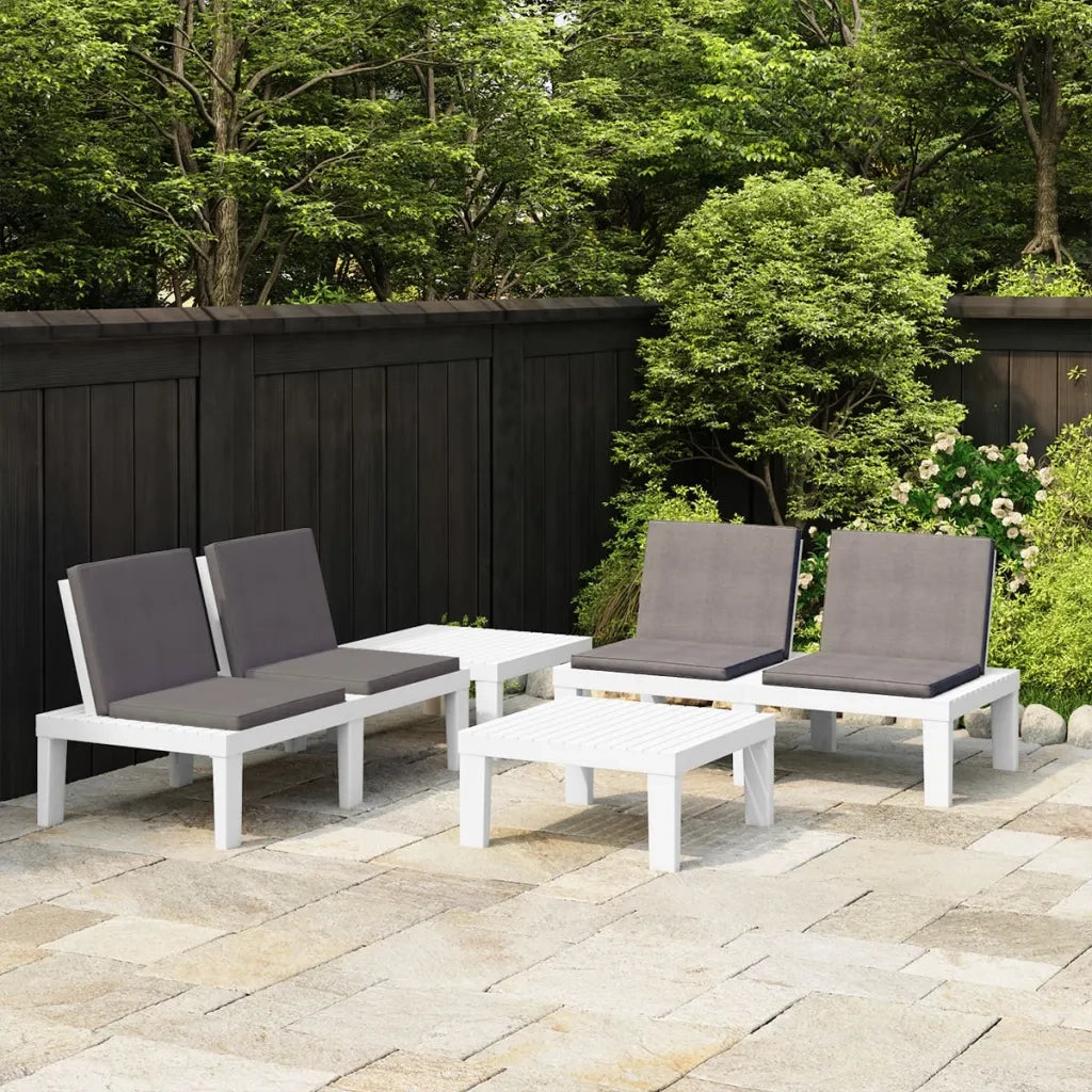 Set Divani da Giardino con Cuscini 4 pz in Plastica Bianco cod mxl 36208