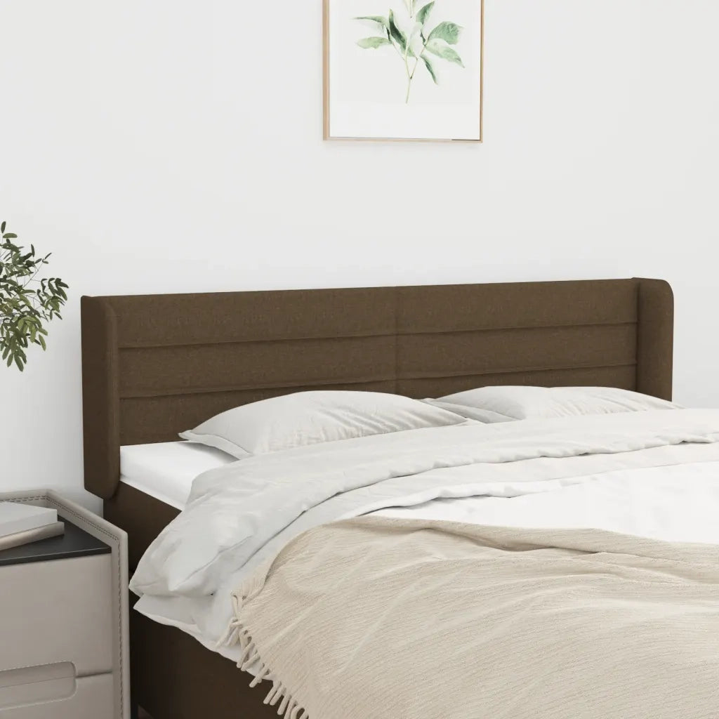 Testiera | Testata ad Orecchio Marrone Scuro 147x16x78/88 cm in Tessuto
