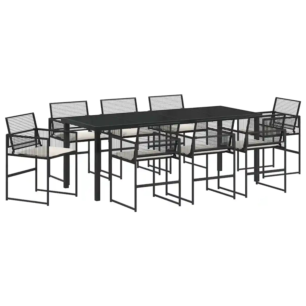 Set da Pranzo per Giardino 9 pcs Nero 3379326