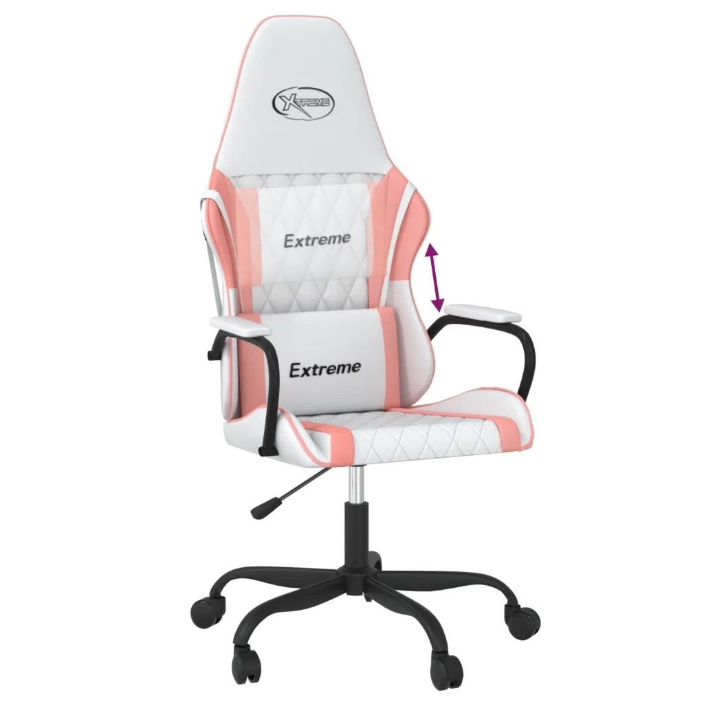 vidaXL Sedia da Gaming Bianco e Rosa in Similpelle