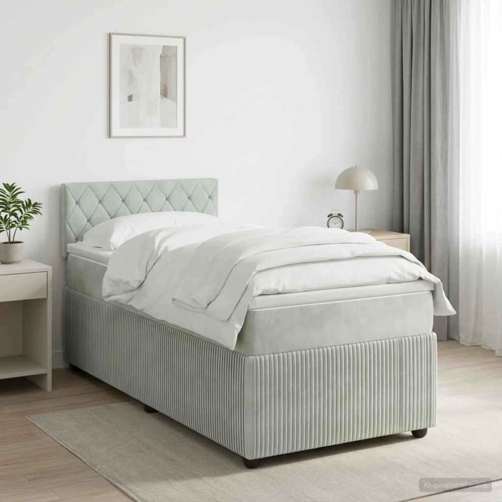 Letto box spring con materasso Grigio Chiaro 80 x 200 cm 3451559