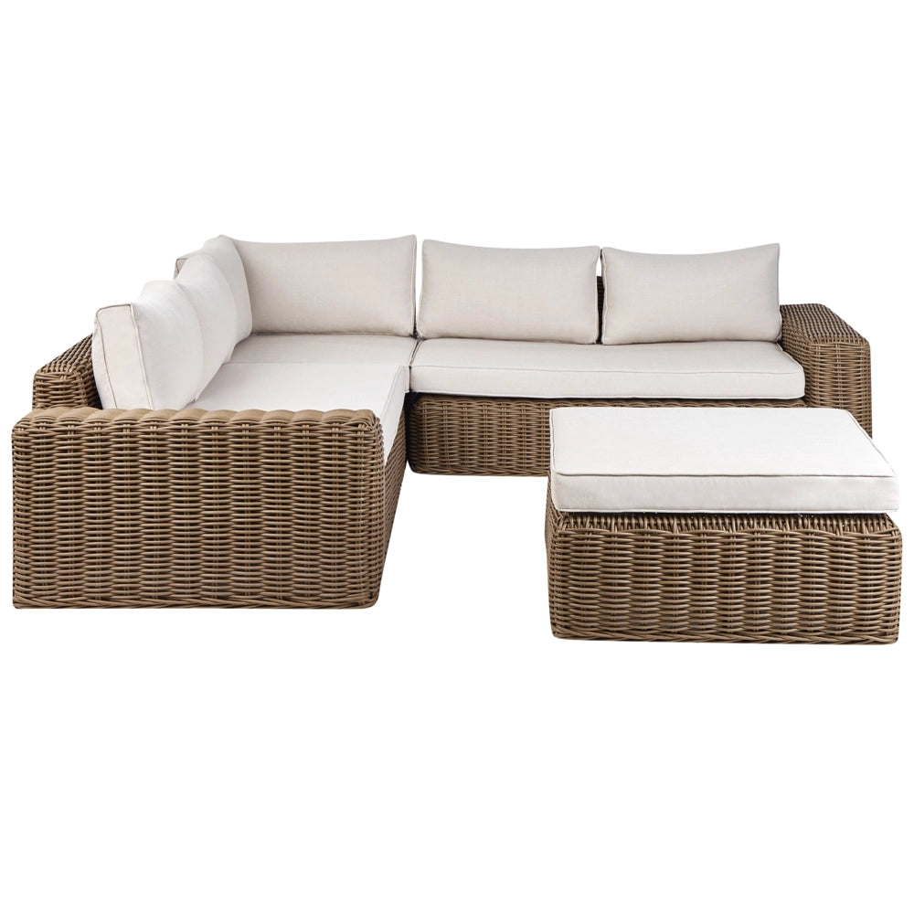 Set di copricuscini per esterni Beige Tessuto Divano Seduta Schienale Lato Federe