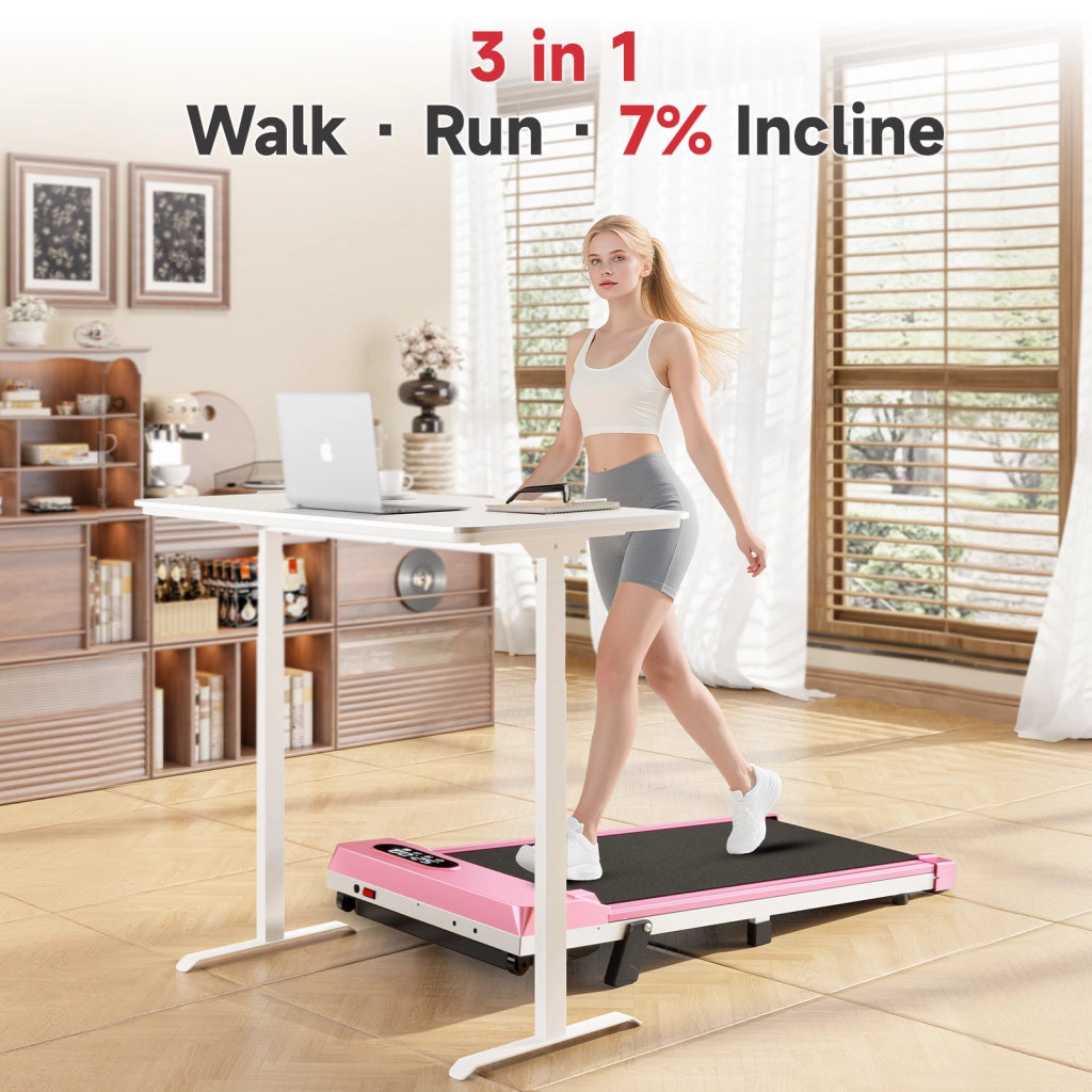 Tapis roulant 2 in 1, Tapis roulant portatile  con telecomando, 8 km/h, capacità di carico 120 kg, super silenzioso, display LED, 2,5 HP