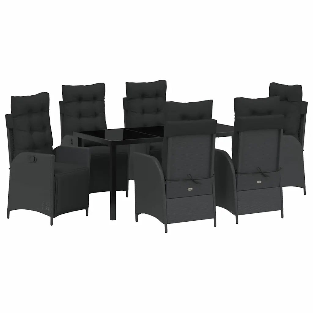 Set da Pranzo per Giardino con cuscino 7 pcs Nero polyrattan 3380537